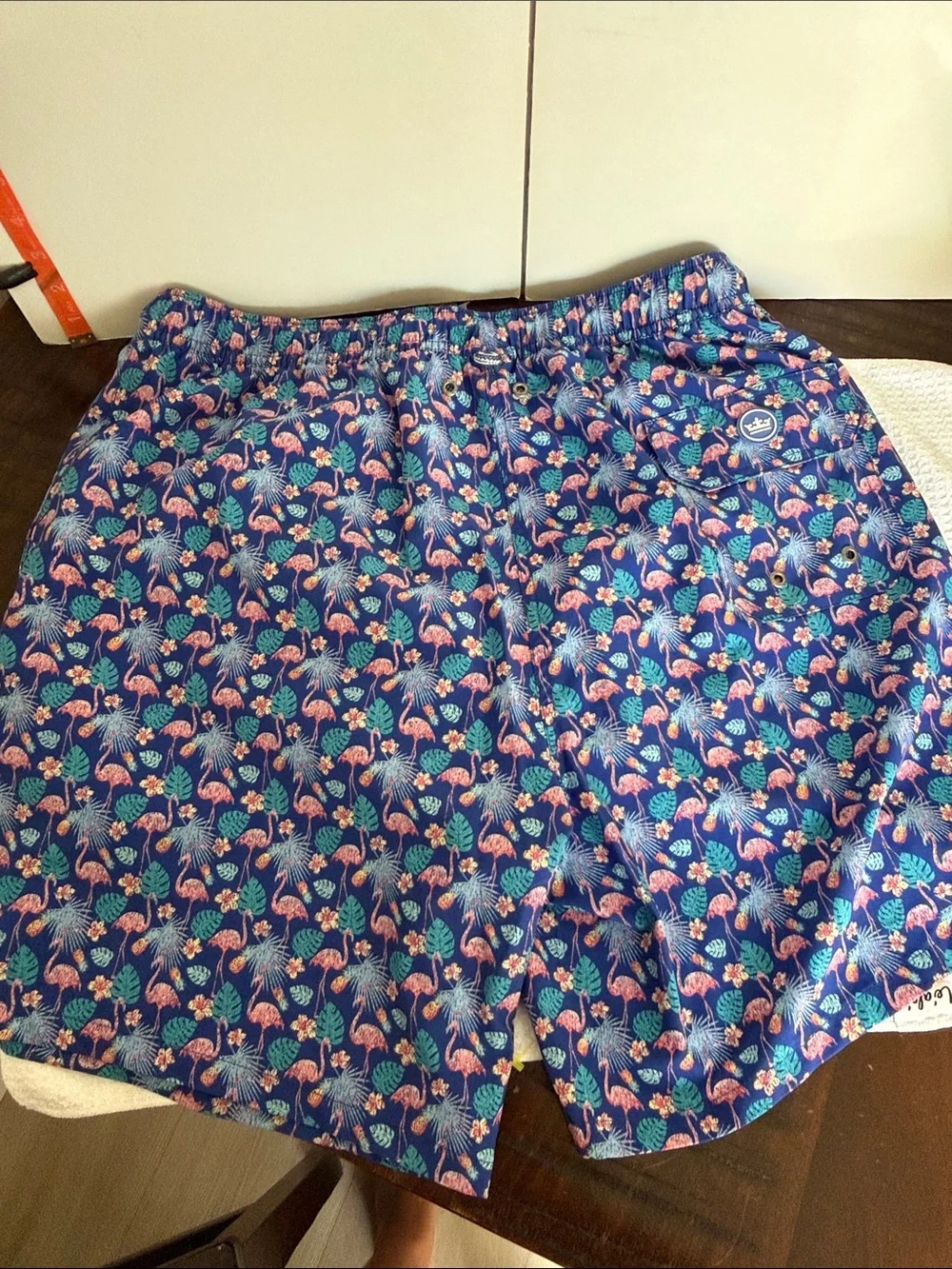 Peter Millar Navy Blue Flamingo & Leaf Hybrid Swim Shorts
